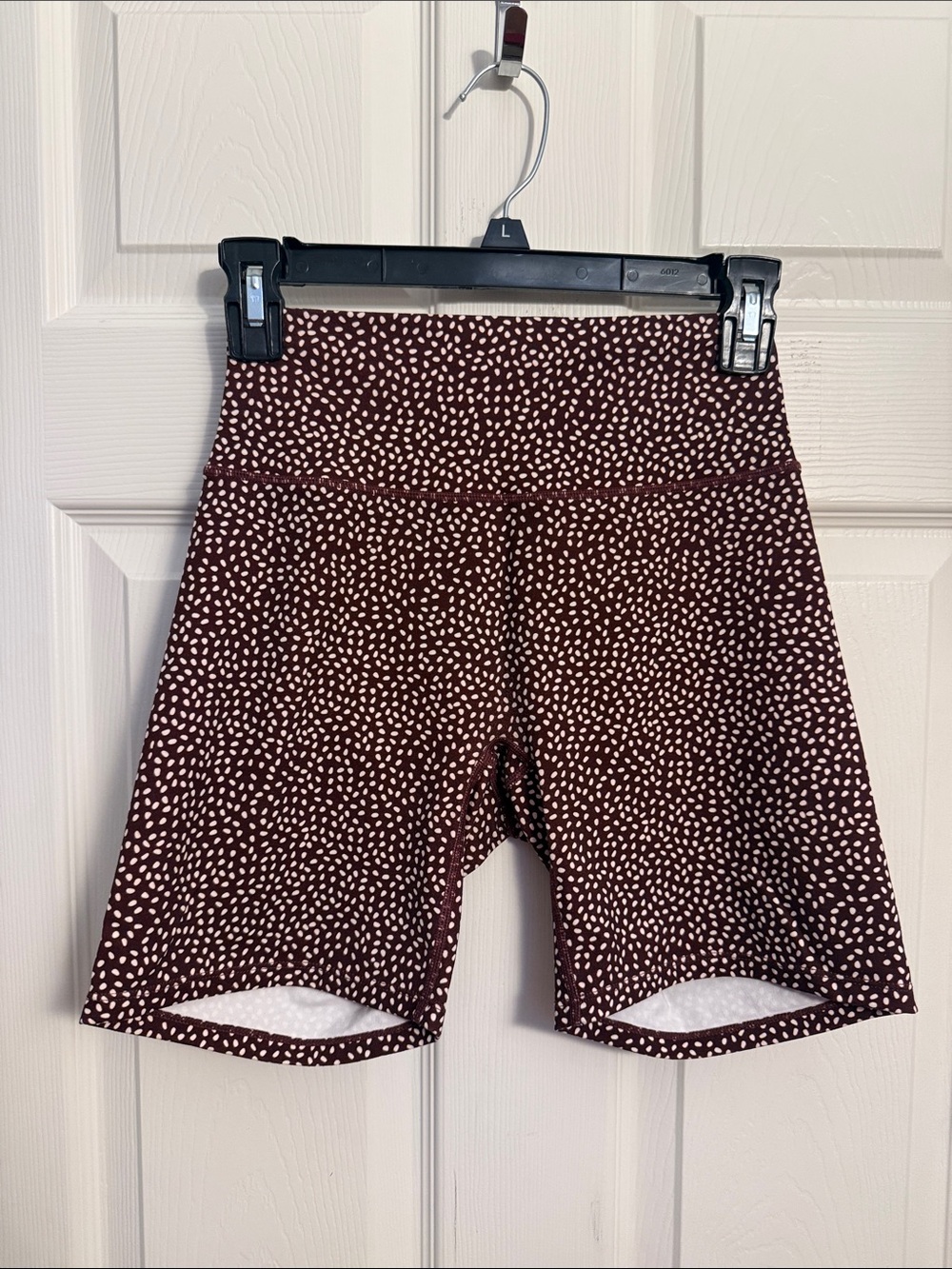 High-Waist Burgundy Dot Bike Shorts - Women